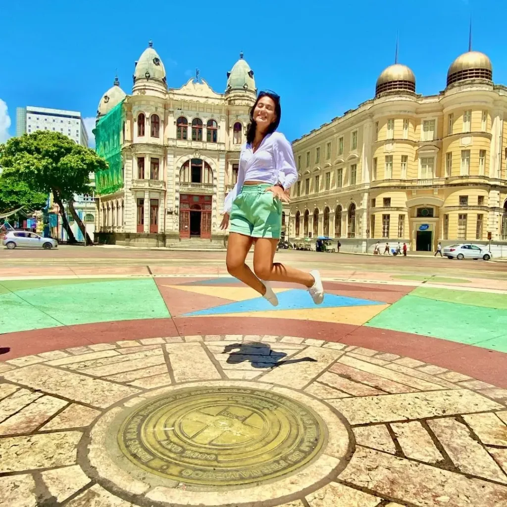Foto no Marco Zero do Recife