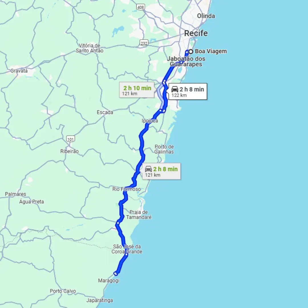 Mapa Recife Maragogi