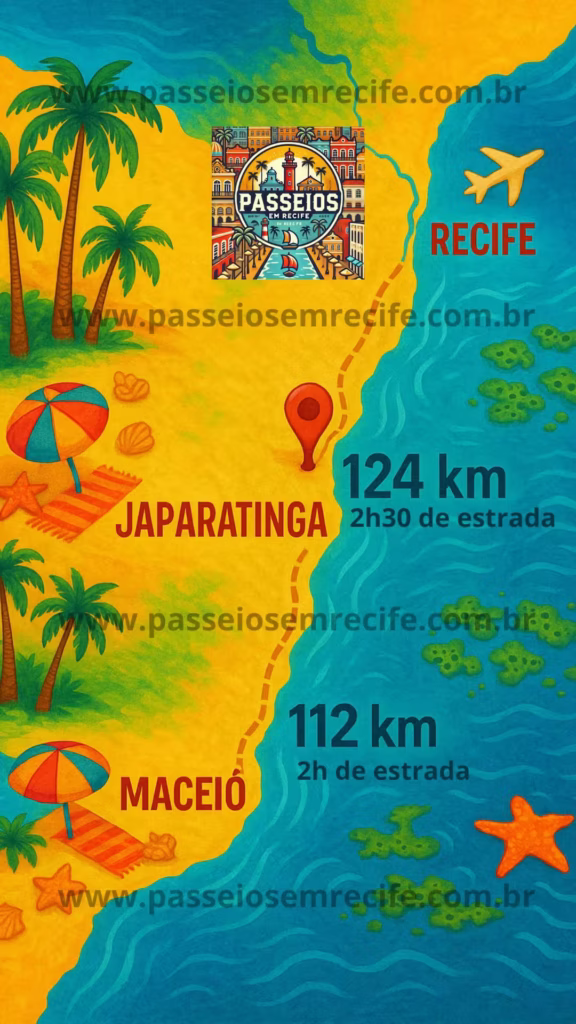Mapa para chegar em Japaratinga